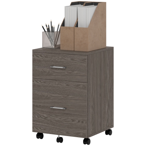 Kepooman Mobile Filing Cabinet, Vertical File Cabinet with 2 Drawers, Wheels, for Letter or A4 File, Grey