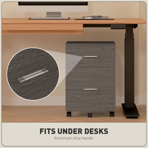 Kepooman Mobile Filing Cabinet, Vertical File Cabinet with 2 Drawers, Wheels, for Letter or A4 File, Grey