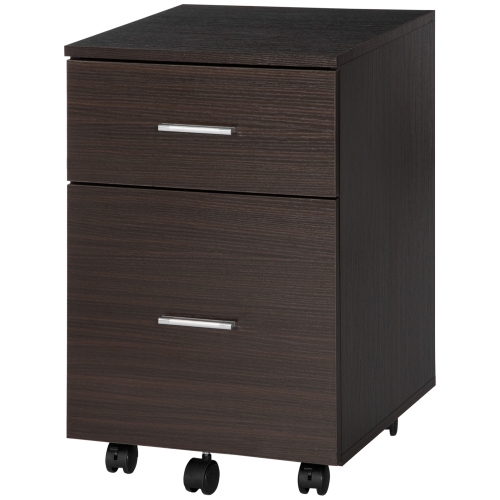 Kepooman Rolling File Chest - 2 Drawers on Wheels for Legal/Letter Documents in Warm Brown Wood-Tone Home Office