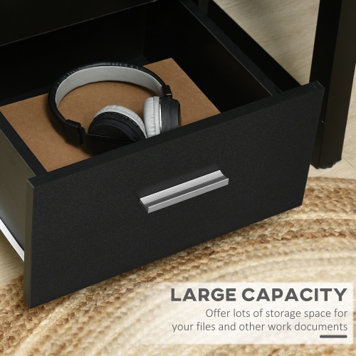 Kepooman 3 Drawer Mobile Filing Cabinet with Lock and Keys Wheels for Home Office Storage Organizer Black