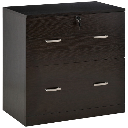 Kepooman Secure Vertical File - 2 Locking Drawers with Hanging Rails for A4 Home Office Document Organization, Espresso