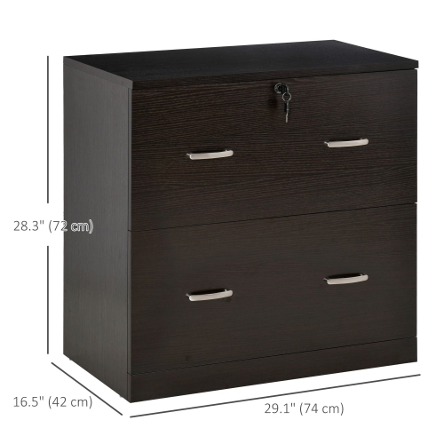 Kepooman Secure Vertical File - 2 Locking Drawers with Hanging Rails for A4 Home Office Document Organization, Espresso