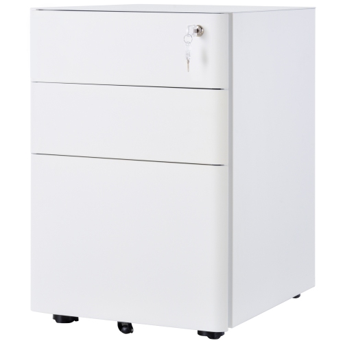 Kepooman Vertical File Tower - 3 Locking Drawers on Wheels for Legal/Letter Size Documents & Effortless Mobility, Black