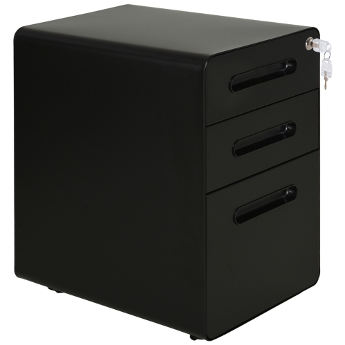 KEPOOMAN  Lockable File Cabinet Steel On Wheels for Legal A4 Letter Size Home Office In Black