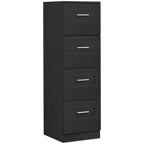 Kepooman 4-Drawer File Cabinet, Secure Vertical Storage Unit with Lock, Adjustable for A4/Letter, Sleek Black