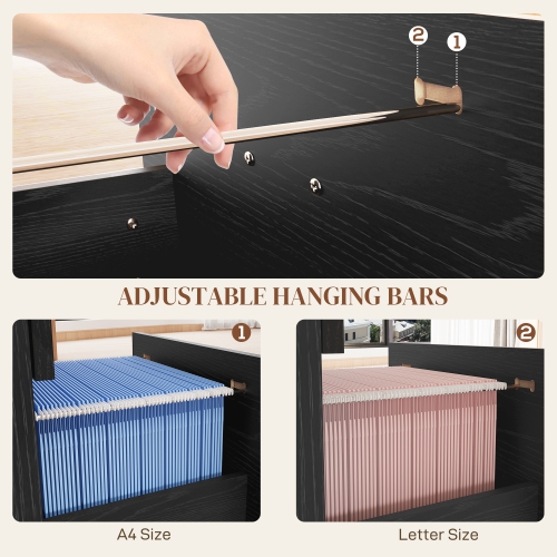 Kepooman 4-Drawer File Cabinet, Secure Vertical Storage Unit with Lock, Adjustable for A4/Letter, Sleek Black