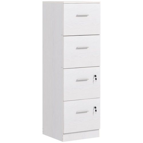 Kepooman Secure File Vault - 4-Drawer Lockable Vertical Cabinet for Adjustable A4/Letter Document Organization, Modern White