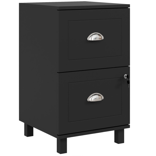 Kepooman 2-Drawer Small Lockable Filing Cabinet with Adjustable Hanging Bars for A4 Letter Black