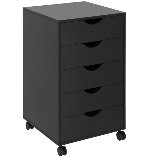 KEPOOMAN  5-Drawer Mobile File Cabinet - Compact Office Storage Organizer On Wheels In Black