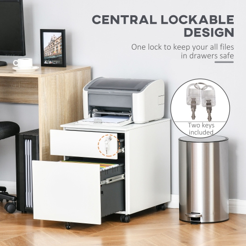 Kepooman Secure File Vault - Lockable Steel Cabinet on Wheels with Pencil Tray for Legal/Letter Document Storage