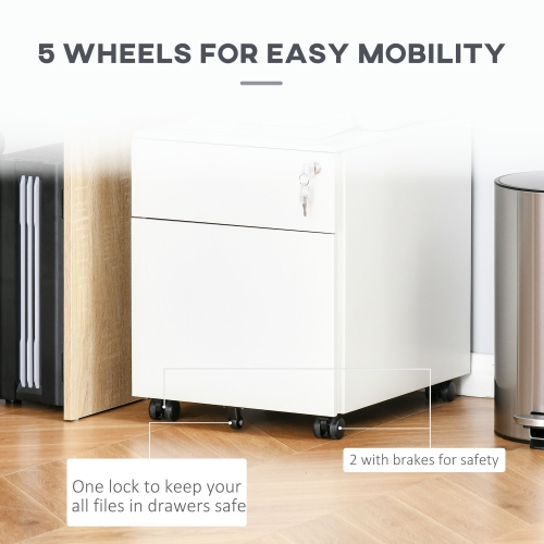 Kepooman Secure File Vault - Lockable Steel Cabinet on Wheels with Pencil Tray for Legal/Letter Document Storage