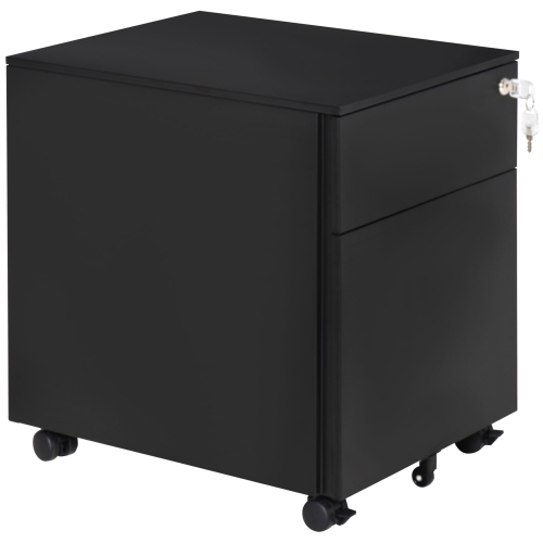Kepooman Secure File Vault - Lockable Steel Cabinet on Wheels with Pencil Tray for Legal/Letter Documents, Black