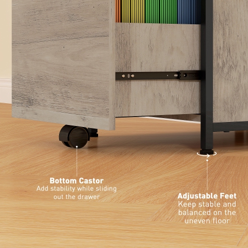 Kepooman Vertical Filing Cabinet, Tall File Cabinet with 2 Drawers, Hanging Bars for Letter and A4 Size, Distressed Grey