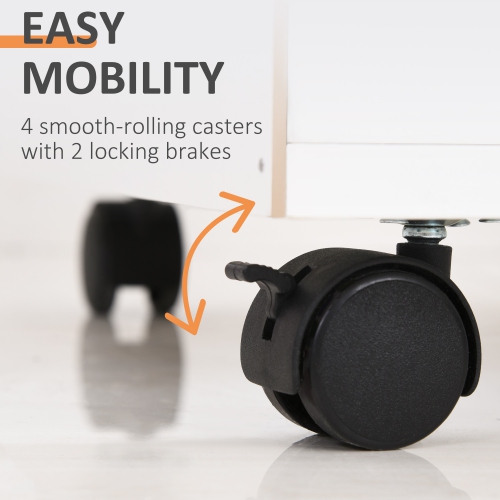 Kepooman Lockable Filing Cabinet - 24" Vertical Mobile Cabinet for Secure Office Storage, White