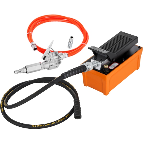 VEVOR 10000 PSI Hydraulic Pump, Air Foot Pump with Hose, Hydraulic Jack Pump with Air Hose for Hydraulic Ram Cylinders(hydraulic pump with hose)