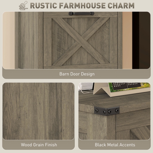 Kepooman Vertical Filing Cabinet with 2 Drawers, Rustic Farmhouse Office Storage Cabinet for A4, Letter Size, Grey Wash