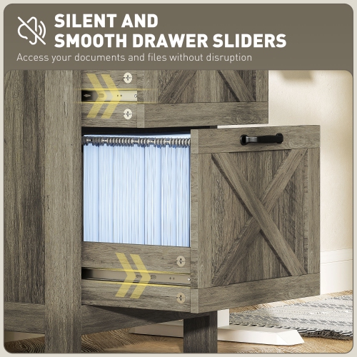 Kepooman Vertical Filing Cabinet with 2 Drawers, Rustic Farmhouse Office Storage Cabinet for A4, Letter Size, Grey Wash