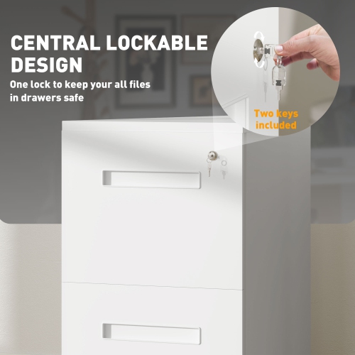 Kepooman Secure File Tower - Vertical Cabinet with Adjustable Divider & Lock for Legal/Letter Document Storage, White