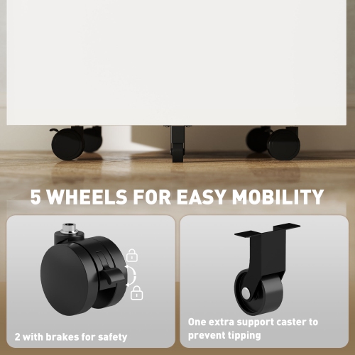 Kepooman Secure File Tower - Vertical Cabinet with Adjustable Divider & Lock for Legal/Letter Document Storage, White
