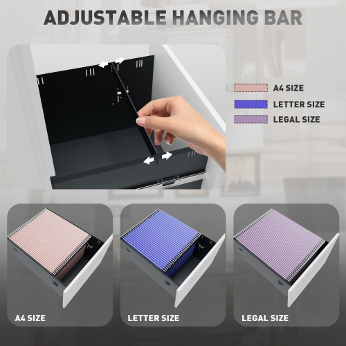 Kepooman Secure File Tower - Vertical Cabinet with Adjustable Divider & Lock for Legal/Letter Document Storage, White