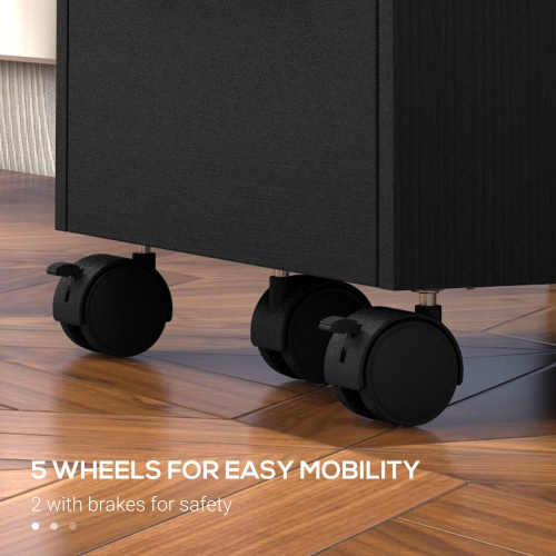 Kepooman 3-Drawer Lockable File Cabinet Vertical Office Storage with Hanging Bars for A4 Letter Size Documents Black