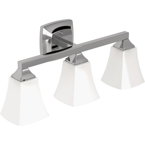 Moen YB5163CH Voss 3-Light Dual-Mount Bath Bathroom Vanity Fixture with Frosted Glass, Chrome