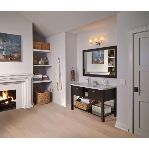 Moen YB5163CH Voss 3-Light Dual-Mount Bath Bathroom Vanity Fixture with Frosted Glass, Chrome