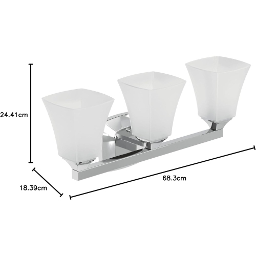 Moen YB5163CH Voss 3-Light Dual-Mount Bath Bathroom Vanity Fixture with Frosted Glass, Chrome