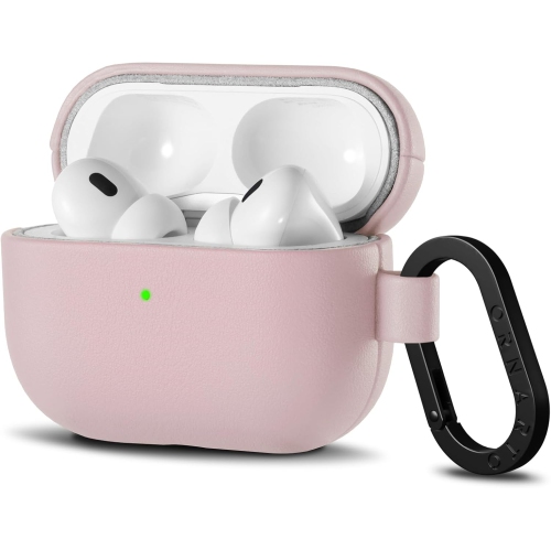 ORNARTO for AirPods Pro 2 Case 2022, Full Protective AirPods Pro 2nd Generation Leather Case Cover with Carabiner, Case for AirPods Pro 2, Front LED