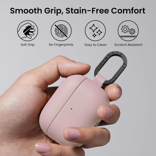 ORNARTO for AirPods Pro 2 Case 2022, Full Protective AirPods Pro 2nd Generation Leather Case Cover with Carabiner, Case for AirPods Pro 2, Front LED