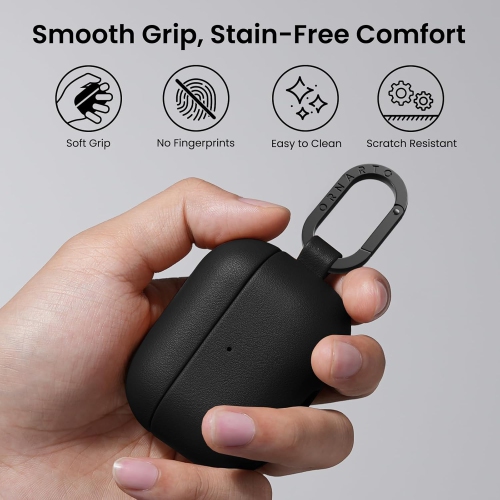 ORNARTO for AirPods Pro 2 Case 2022, Full Protective AirPods Pro 2nd Generation Leather Case Cover with Carabiner, Case for AirPods Pro 2, Front LED