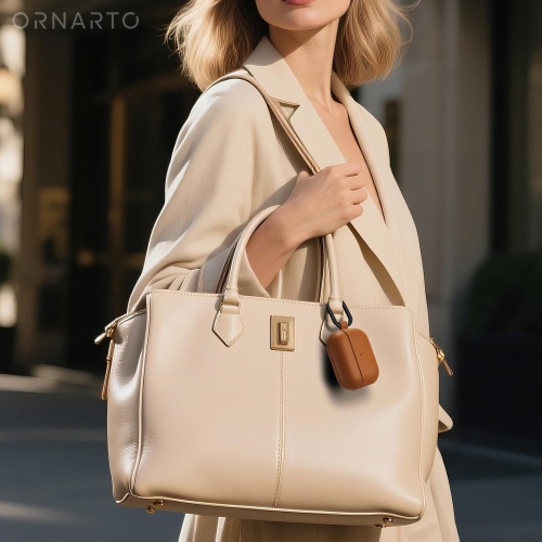 ORNARTO for AirPods Pro 2 Case 2022, Full Protective AirPods Pro 2nd Generation Leather Case Cover with Carabiner, Case for AirPods Pro 2, Front LED