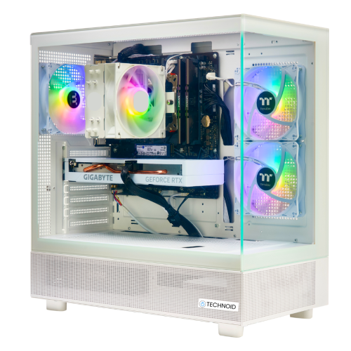 TECHNOID Glass White Gaming PC – AMD RADEON RX 9070 XT – AMD Ryzen 7 9800x3D – 64GB DDR5 – 2TB SSD – AI Ready – VR Compatible – Win 11 Home