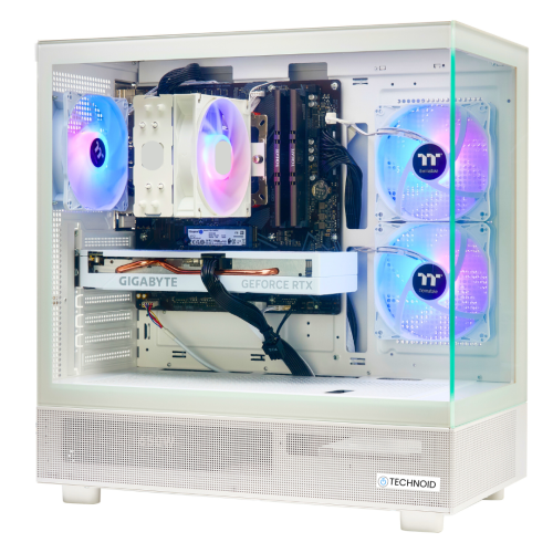 TECHNOID Glass White Gaming PC – AMD RADEON RX 9070 XT – AMD Ryzen 7 9800x3D – 64GB DDR5 – 2TB SSD – AI Ready – VR Compatible – Win 11 Home
