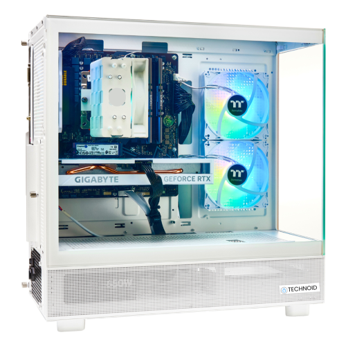 TECHNOID Glass White Gaming PC – AMD RADEON RX 9070 XT – AMD Ryzen 7 9800x3D – 64GB DDR5 – 2TB SSD – AI Ready – VR Compatible – Win 11 Home