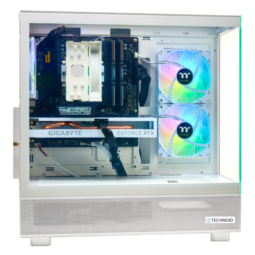 TECHNOID Glass White Gaming PC – AMD RADEON RX 9070 XT – AMD Ryzen 7 9800x3D – 64GB DDR5 – 2TB SSD – AI Ready – VR Compatible – Win 11 Home