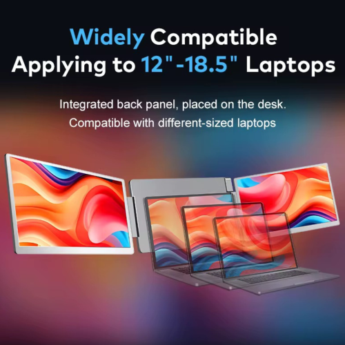 TUTT 16” Dual Portable Monitor | 16:10 Ratio FHD IPS Triple Screen Extender | Dual Rotating Screens | Standalone | H5 Converter Cable | Windows, Mac