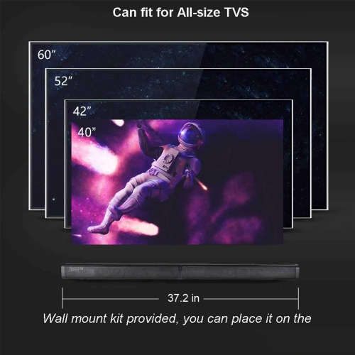 TV Sound Bar,Sound Bar for Speaker Smart TV,Soundbar with Surround Sound Powerful Bass, Home Theater Speaker with HDMI-ARC/AUX,Detachable Soundbar