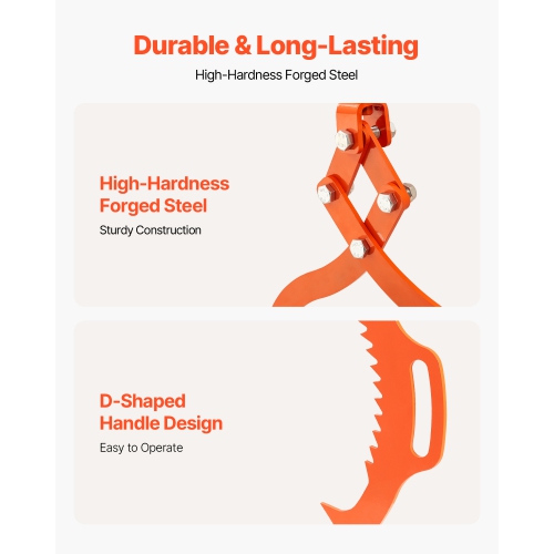 VEVOR 32in Log Lifting Tongs, 2-Claw Log Tongs, Heavy Duty Steel, 1543LBS Lifting Capacity, Swivel Log Graper Timber, Eagle Claw Design, Log Tongs