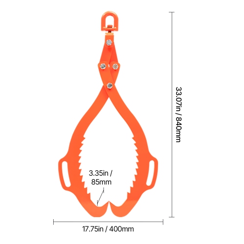 VEVOR 32in Log Lifting Tongs, 2-Claw Log Tongs, Heavy Duty Steel, 1543LBS Lifting Capacity, Swivel Log Graper Timber, Eagle Claw Design, Log Tongs