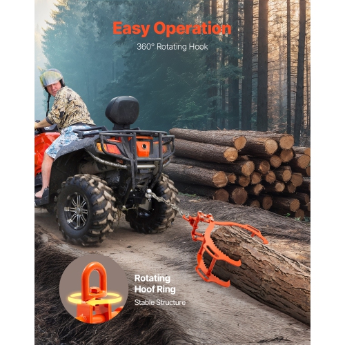 VEVOR 36in Log Lifting Tongs, 4-Claw Log Tongs, Heavy Duty Steel, 3300LBS Lifting Capacity, Swivel Log Graper Timber, Eagle Claw Design, Log Tongs