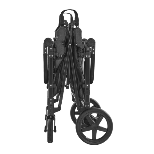 Poussette familiale VEVOR pour 4 enfants, poussette pliante Push Pull Quad, harnais de sécurité et auvent amovible, chariot poussette 4 places pour