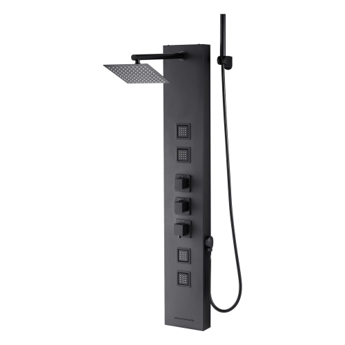 VEVOR 49 in Shower Panel Tower System with Rainfall Shower Head, Brushed Stainless Steel Shower Column, 4-Function Faucet, Wall-Mount Rain Massage