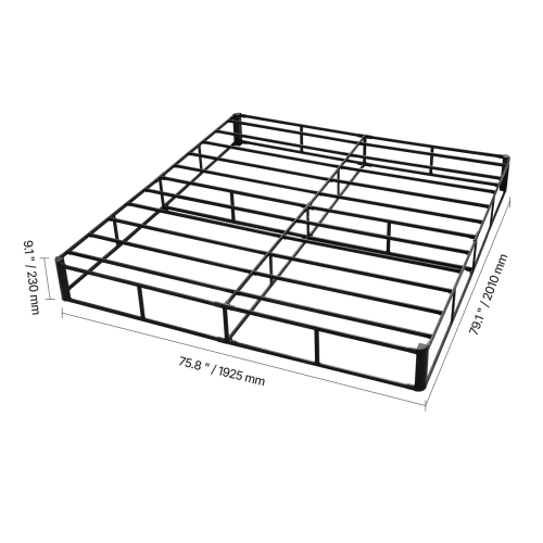 VEVOR 79.1 x 75.8 x 9.1 in Box Spring, King Size Bed Frame with Washable Fabric Cloth, Heavy Duty Metal Frame for King Bed, 9 in Mattress Foundation,