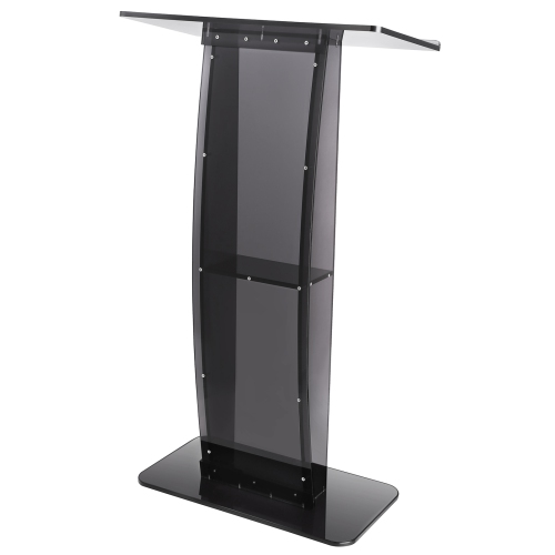 VEVOR 47" Acrylic Podium, Acrylic Podium Stand with Wide Reading Surface & Storage Shelf, Floor-standing Clear Pulpits Acrylic for Church Office