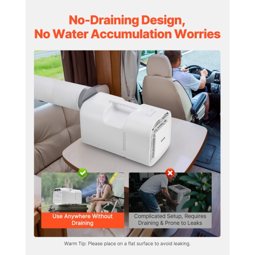 VEVOR 4250 BTU Portable Air Conditioner, 3-Speed Air Conditioning Unit with 24H Timer, Remote-Control Air Portable AC Adjustable Temperature 16-32℃,