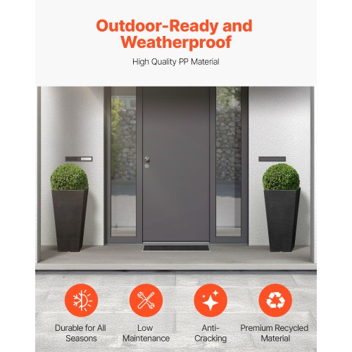 VEVOR Set of 2 Tall Outdoor Planters 22inch, Large Planters For Outdoor Indoor Plants, Black Tapered Square Front Porch Planters Flower Tree Plant