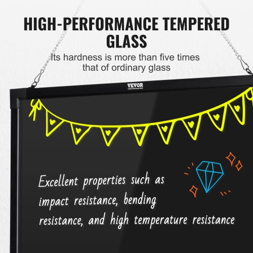 Tableau d'écriture de messages LED de 32 x 24&nbsp;po de VEVOR, tableau noir effaçable illuminé, tableau d'affichage à effet néon, tableau à dessin