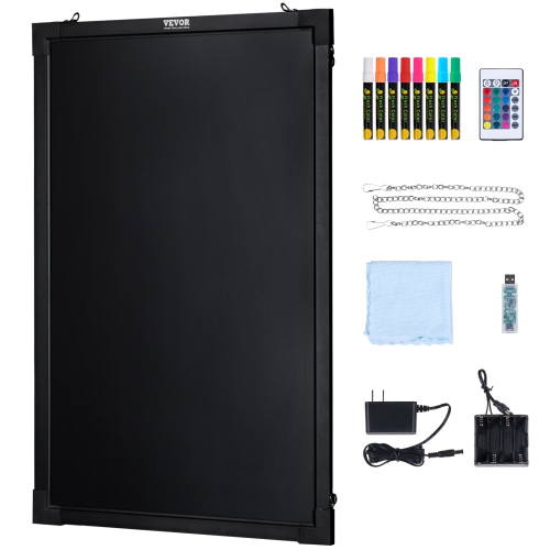 VEVOR 16"x12" LED Message Writing Board, Illuminated Erasable Lighted Chalkboard, Neon Effect Menu Sign Board, Drawing Board with 8 Fluorescent Chalk