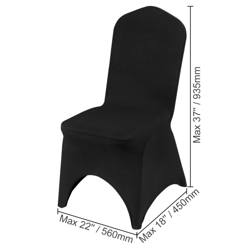 VEVOR 50PCS Black Stretch Spandex Folding Chair Covers, Universal Fitted Arched Front Cover, Removable Washable Protective Slipcovers, for Wedding,